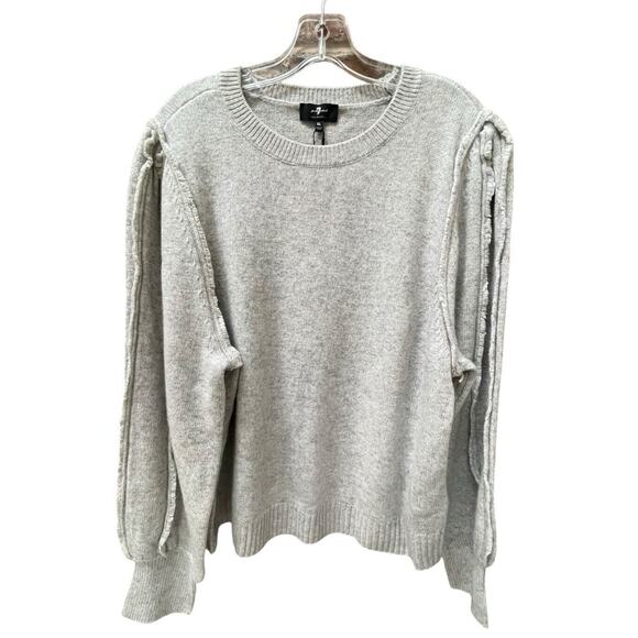 NWT 7 For All Mankind 7FAM Merino Wool Cashmere Blend‎ Sweater Grey Heather XL - Picture 1 of 11